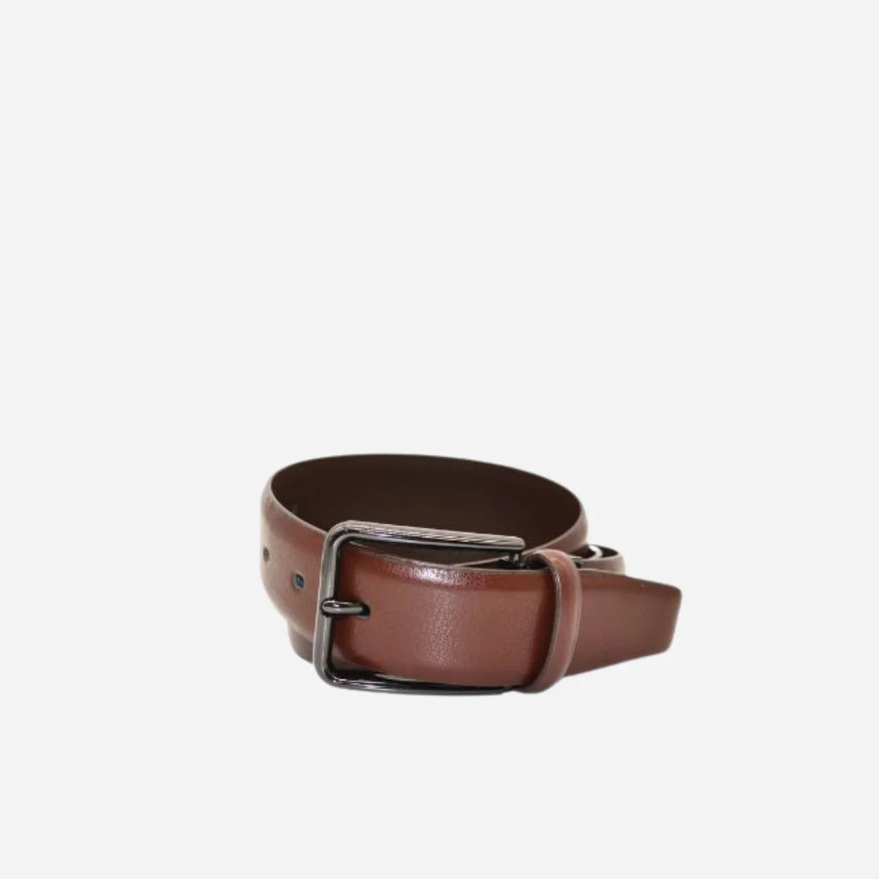 OXFORD Mens Brown Leather Belt with Dark Nickel Buckle