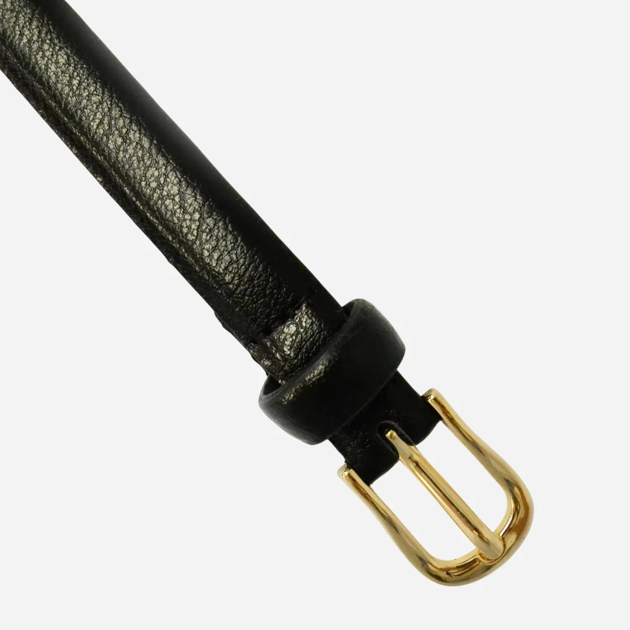PIPER - Womens Black Genuine Leather Skinny Belt - BeltNBags