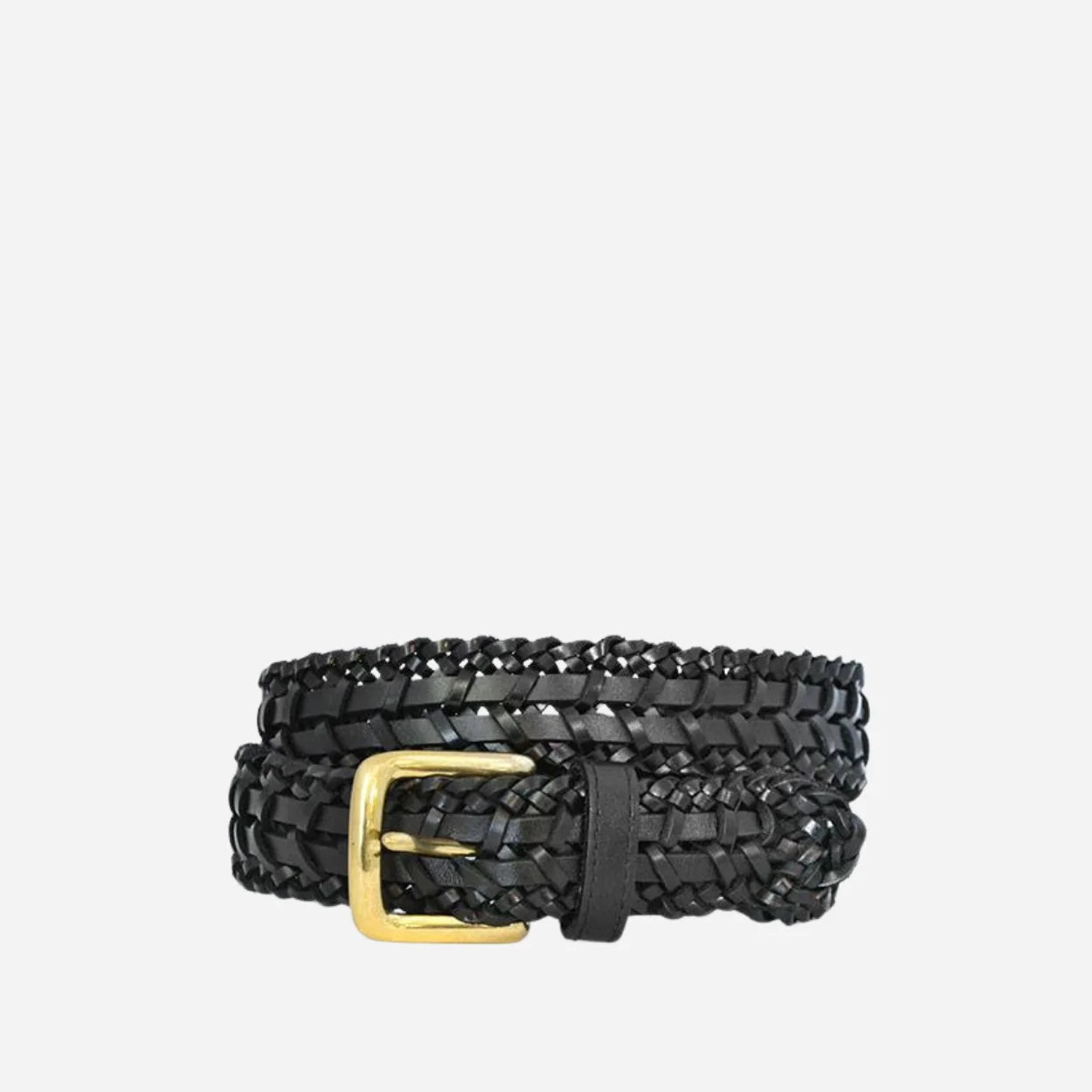 RIETERS - Mens Black Leather Plait Belt - BeltNBags