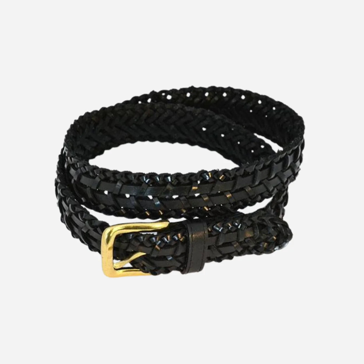 RIETERS - Mens Black Leather Plait Belt - BeltNBags