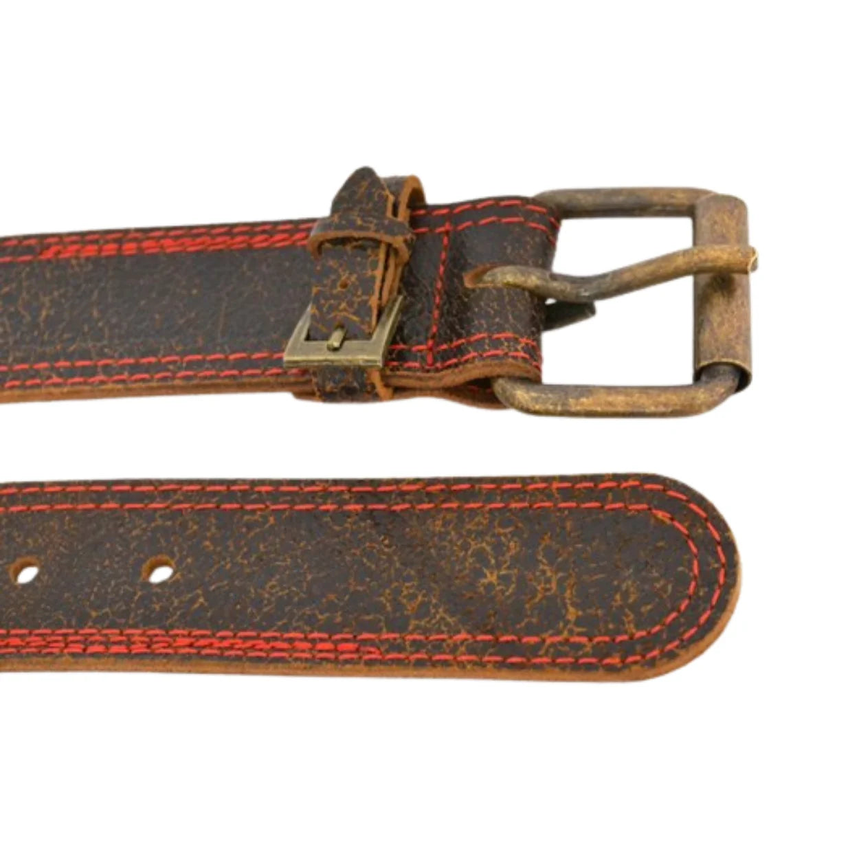 RILEY - Mens Dark Brown and Red Leather Belt - BeltNBags