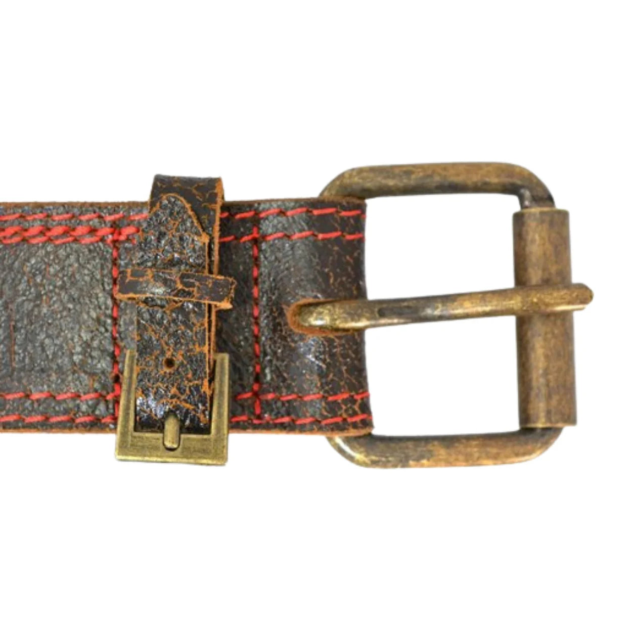 RILEY - Mens Dark Brown and Red Leather Belt - BeltNBags