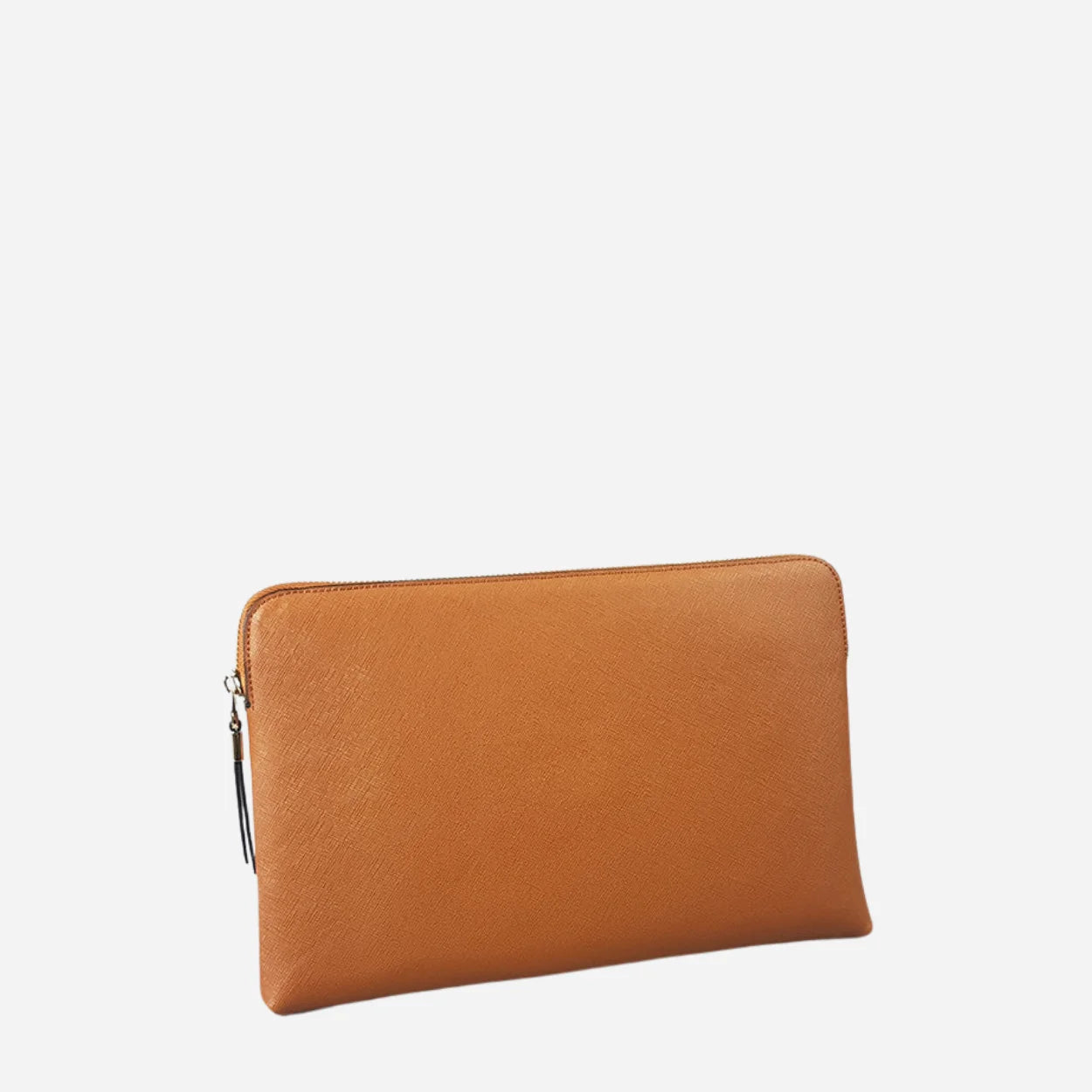 SORRENTO - Cognac Structured Saffiano Clutch - BeltNBags