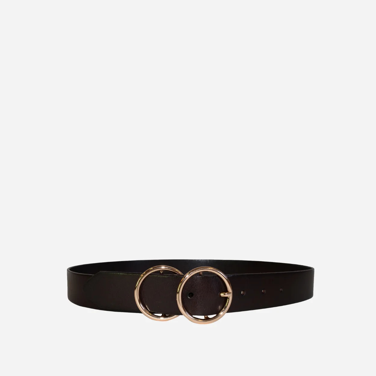 TOWNSVILLE - Womens Dark Brown Double Ring Leather Belt