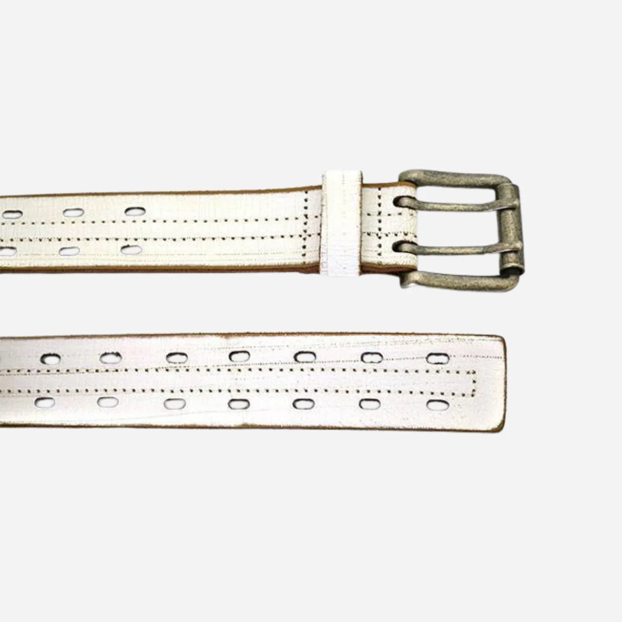 WADE - Mens Distressed Cream & Sand Leather Belt - BeltNBags