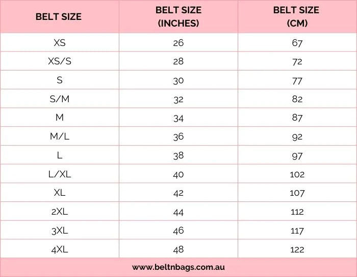 Women Belt Sizes Chart