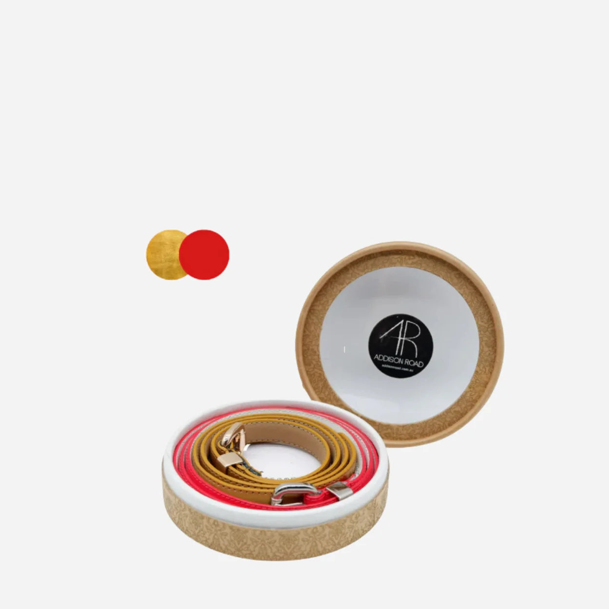 Gift Box 2 Belts | Women's Gold & Red Skinny Leather Belt Gift Set
