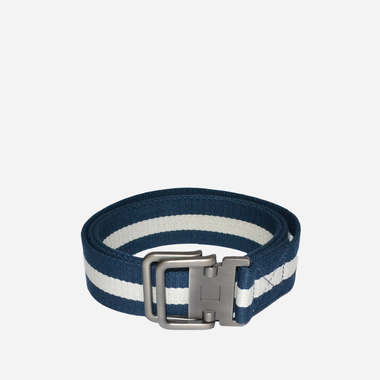 ZEUS - Mens Navy and White Cotton Canvas Webbing Belt with Slide Through Buckle