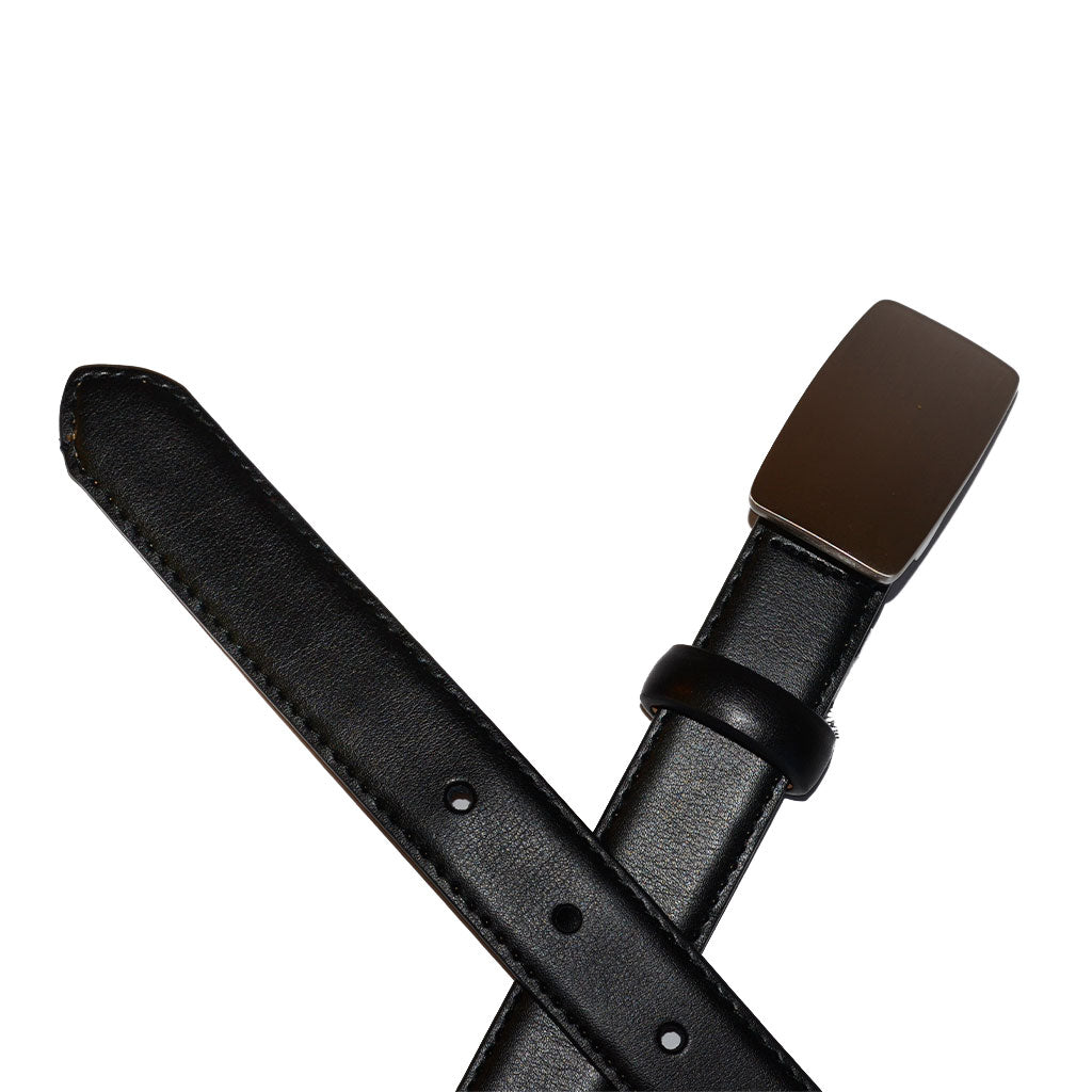 OSCAR - Black Genuine Leather Boys Belt with Shield Buckle  - Belt N Bags