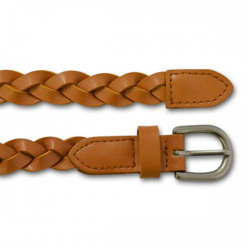 CAROL - Womens Tan Genuine Leather Plaited Belt  - Belt N Bags