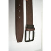 EMMANUEL - Mens Brown Leather Dress Belt with Bronze Buckle  - Belt N Bags