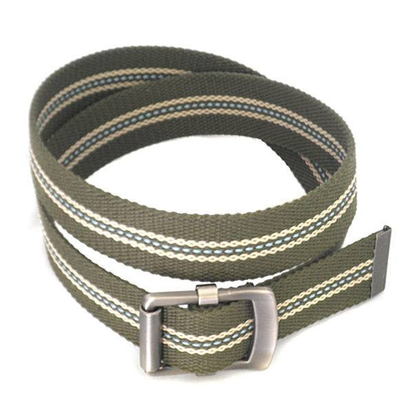 FREDRIK - Mens Khaki & Cream Canvas Webbing Belt - CLEARANCE  - Belt N Bags