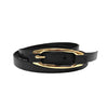 CADIA - Women's Black Genuine Leather Skinny Belt with Oval Gold buckle freeshipping - BeltNBags