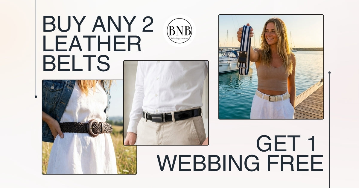 Buy 2 Leather Belts Get 1 Webbing Belt Free