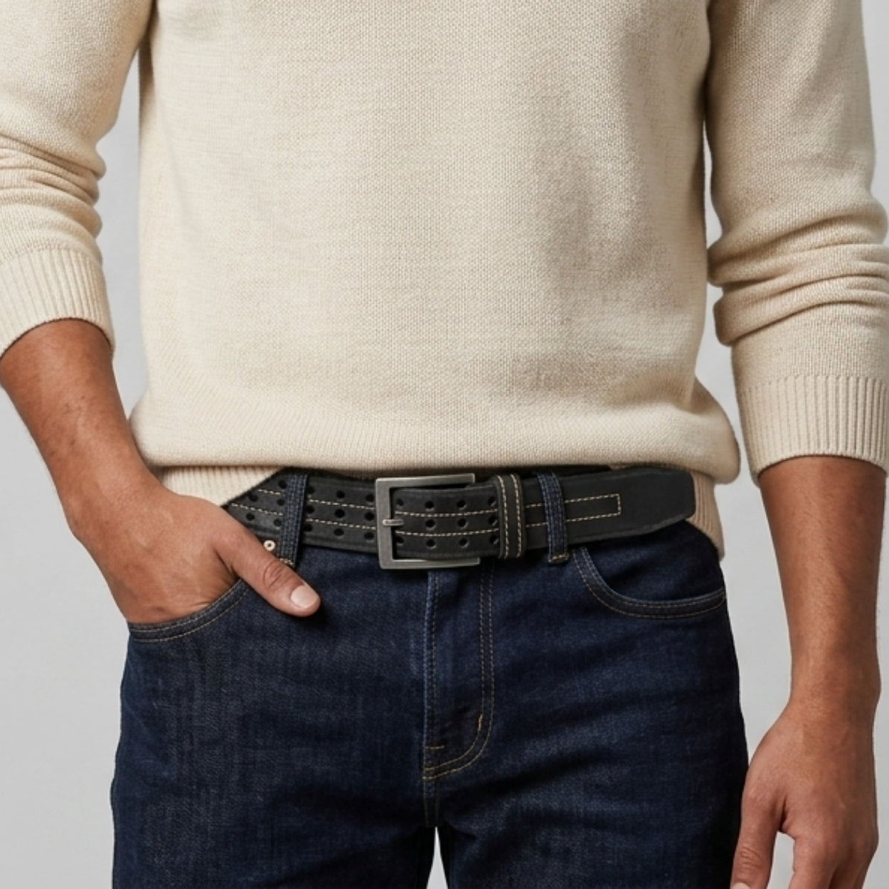 GRAYSON - Men's Perforated Leather Belt