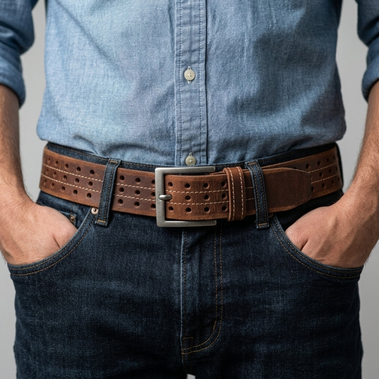 GRAYSON - Men's Perforated Leather Belt