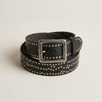 Dalton Studded Leather Belt with Square Buckle