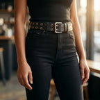 Ranger Double Grommet Leather Belt for Unisex