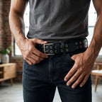 Ranger Double Grommet Leather Belt for Unisex