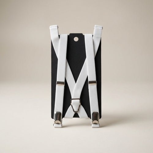 HUXLEY - Navy & White Clip-On Braces Twin Pack B1G1