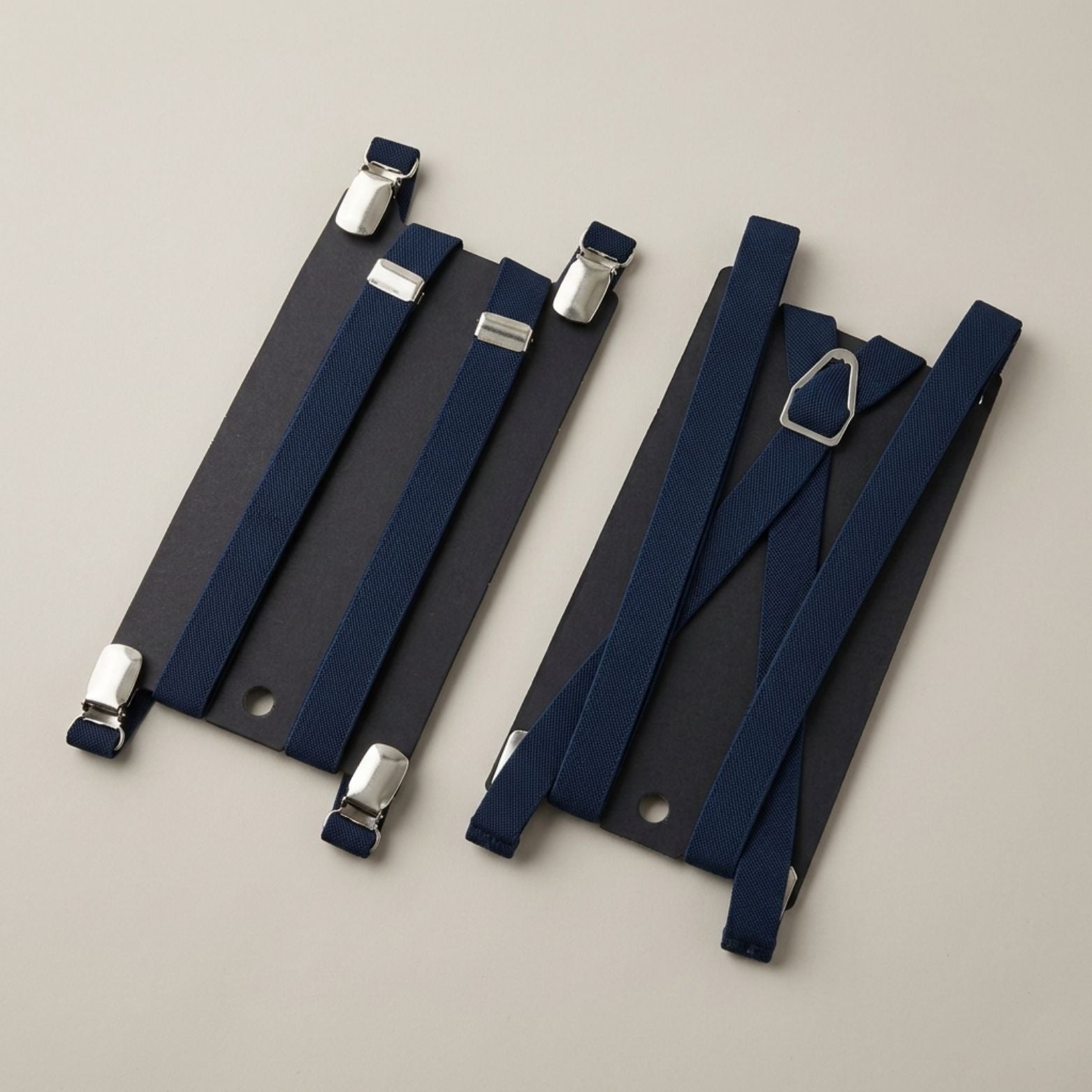 HUXLEY - Navy & White Clip-On Braces Twin Pack B1G1