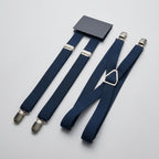 HUXLEY - Navy & White Clip-On Braces Twin Pack B1G1