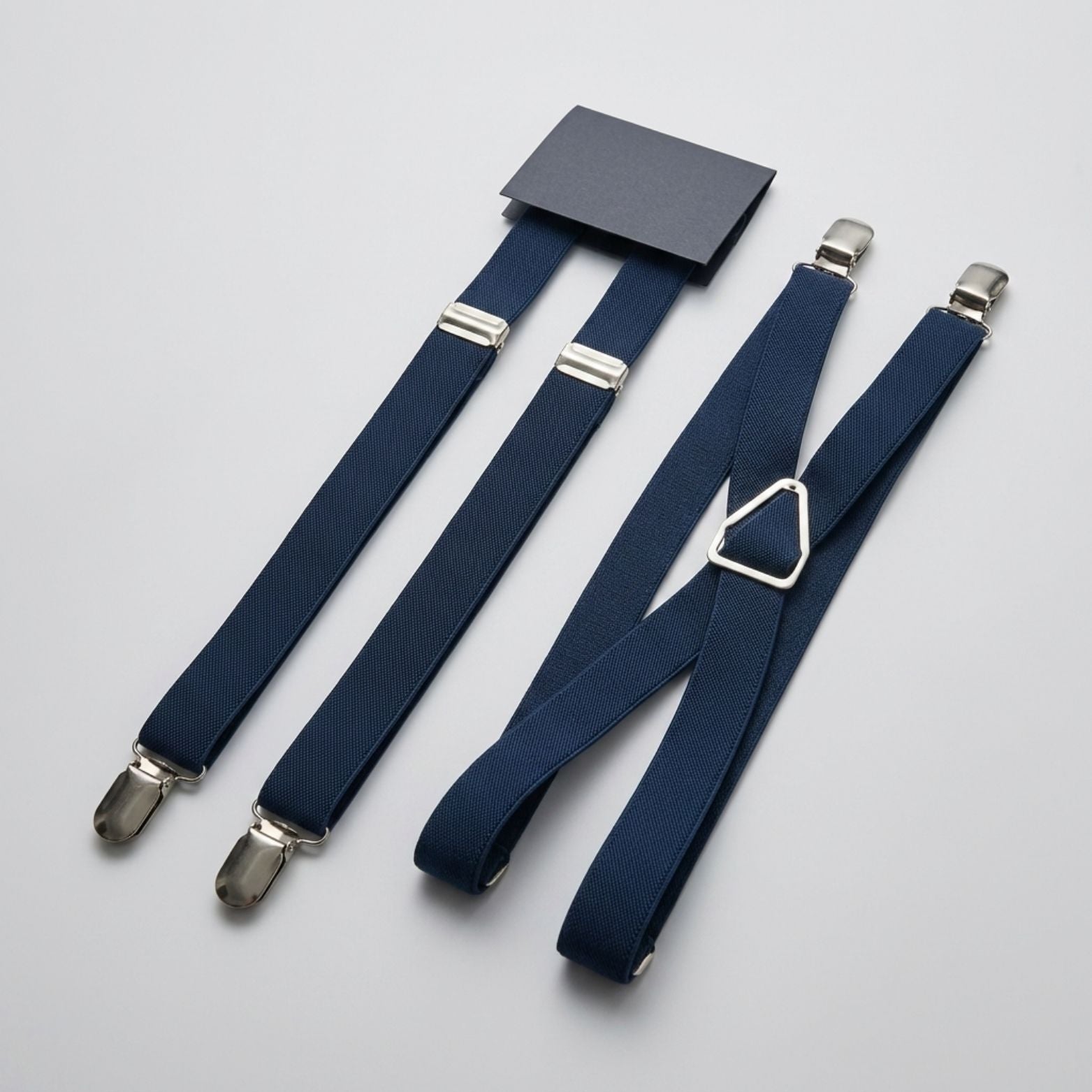 HUXLEY - Navy & White Clip-On Braces Twin Pack B1G1