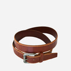 AARON - Mens Tan Genuine Leather Belt with Antique Silver Buckle - BeltNBags