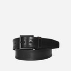 ADAM - Mens Black Genuine Leather Belt with Black Pin Buckle