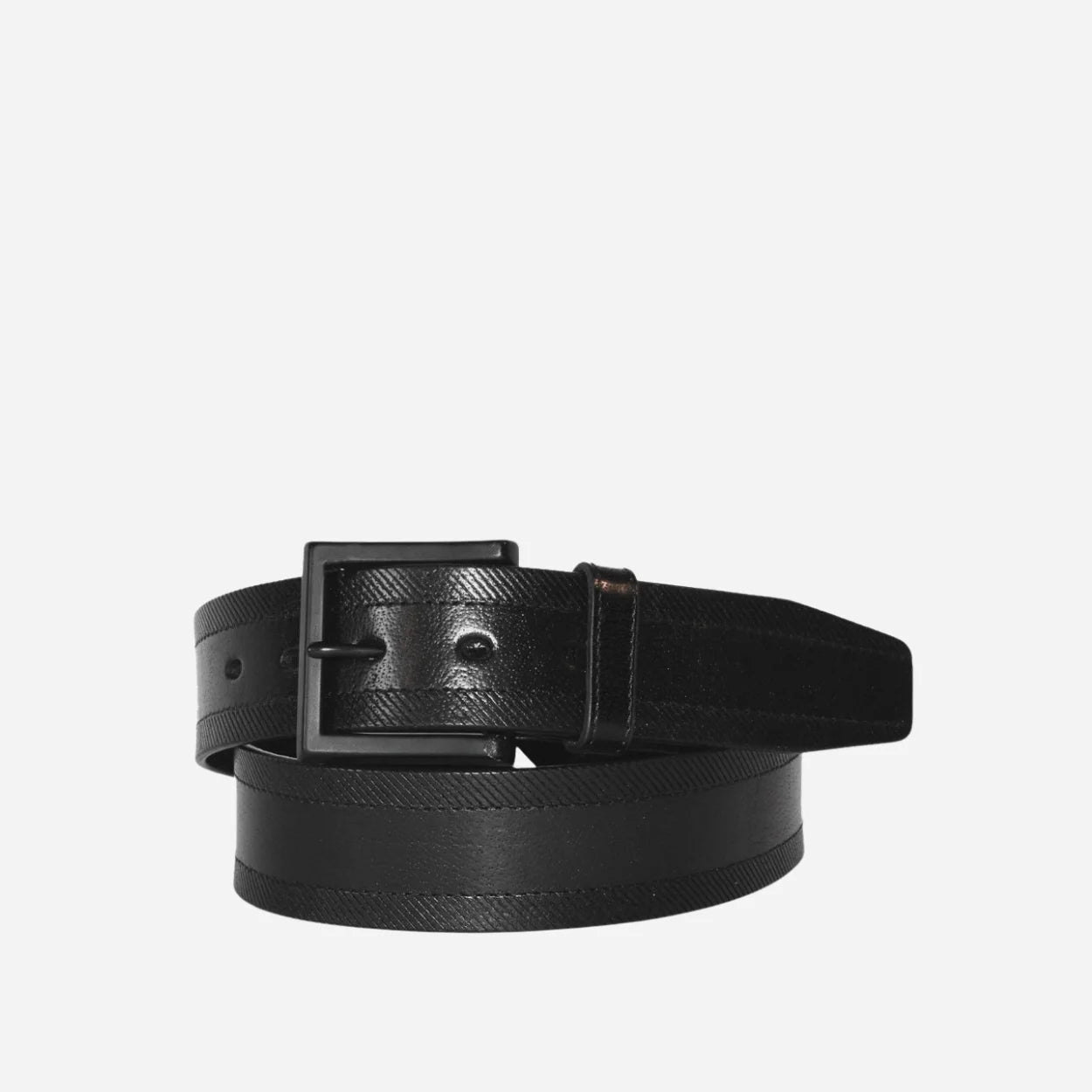 ADAM - Mens Black Genuine Leather Belt with Black Pin Buckle
