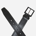 ADAM - Mens Black Genuine Leather Belt with Black Pin Buckle