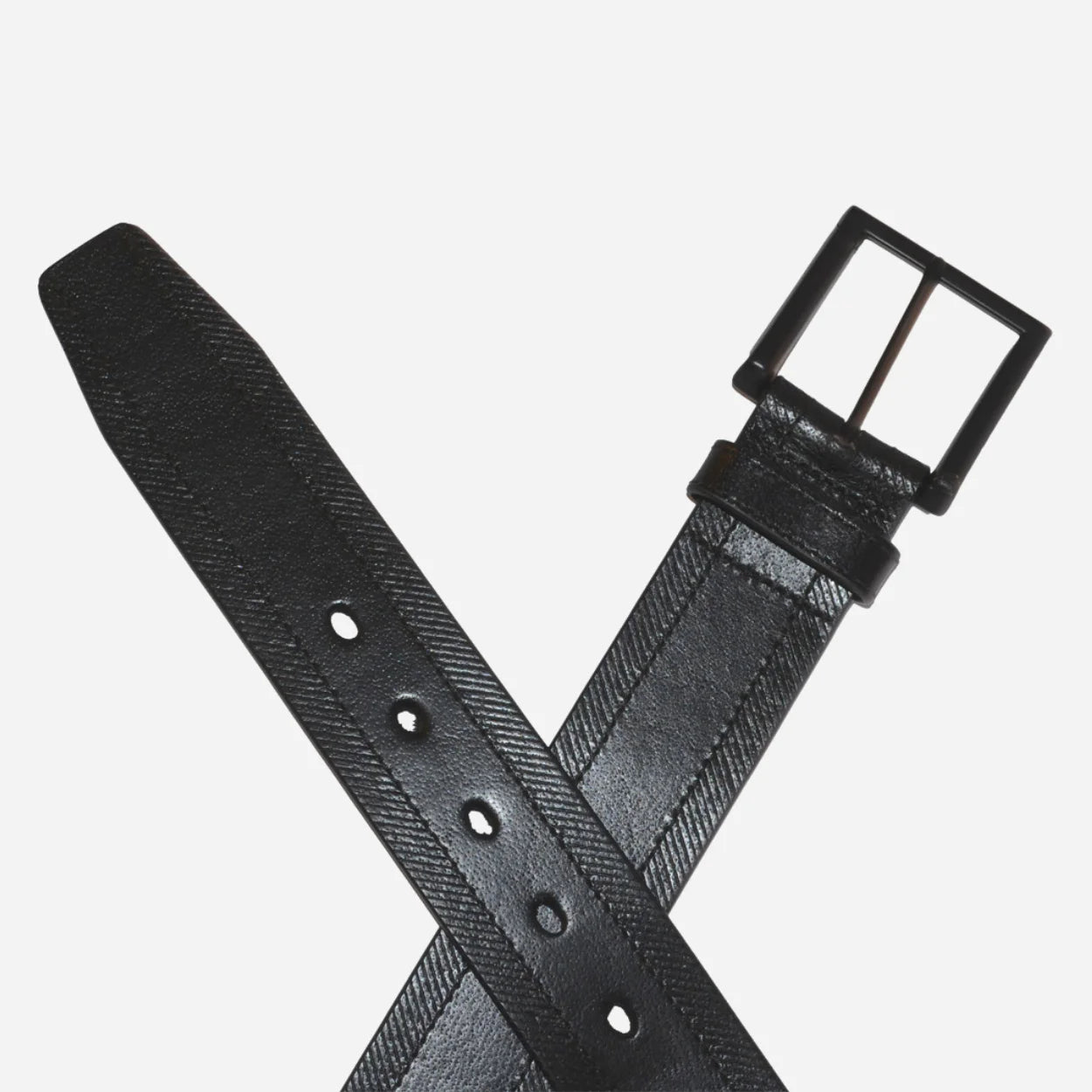 ADAM - Mens Black Genuine Leather Belt with Black Pin Buckle