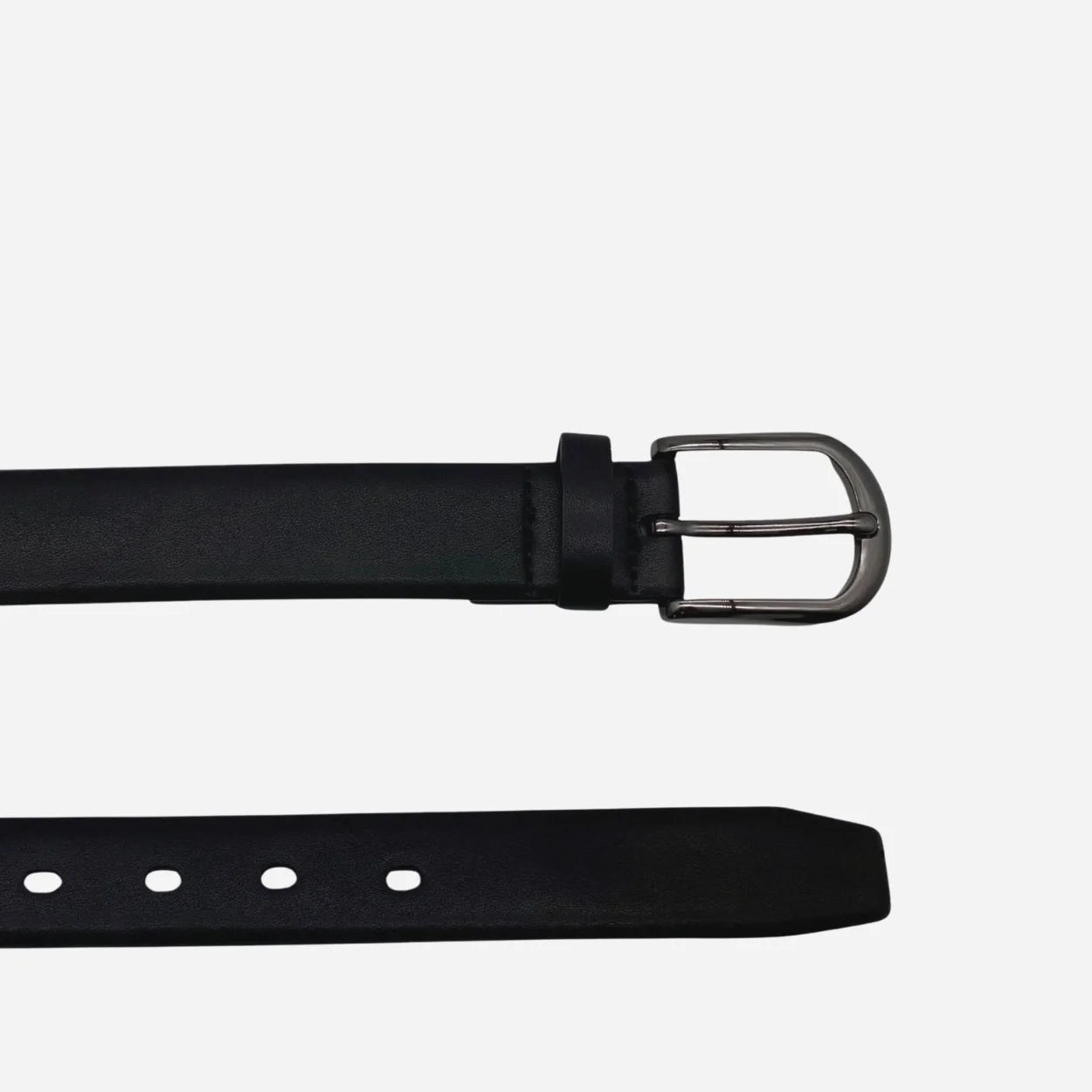 AIDEN - Men's Black Genuine Leather Belt with Black Polished Pin Buckle