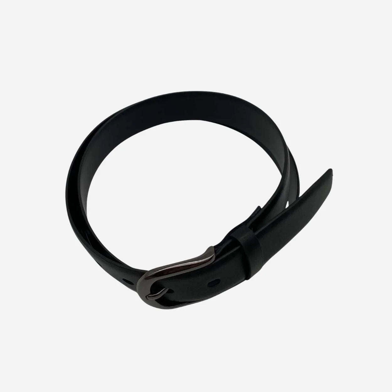 AIDEN - Men's Black Genuine Leather Belt with Black Polished Pin Buckle