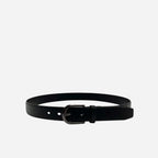 AIDEN - Men's Black Genuine Leather Belt with Black Polished Pin Buckle