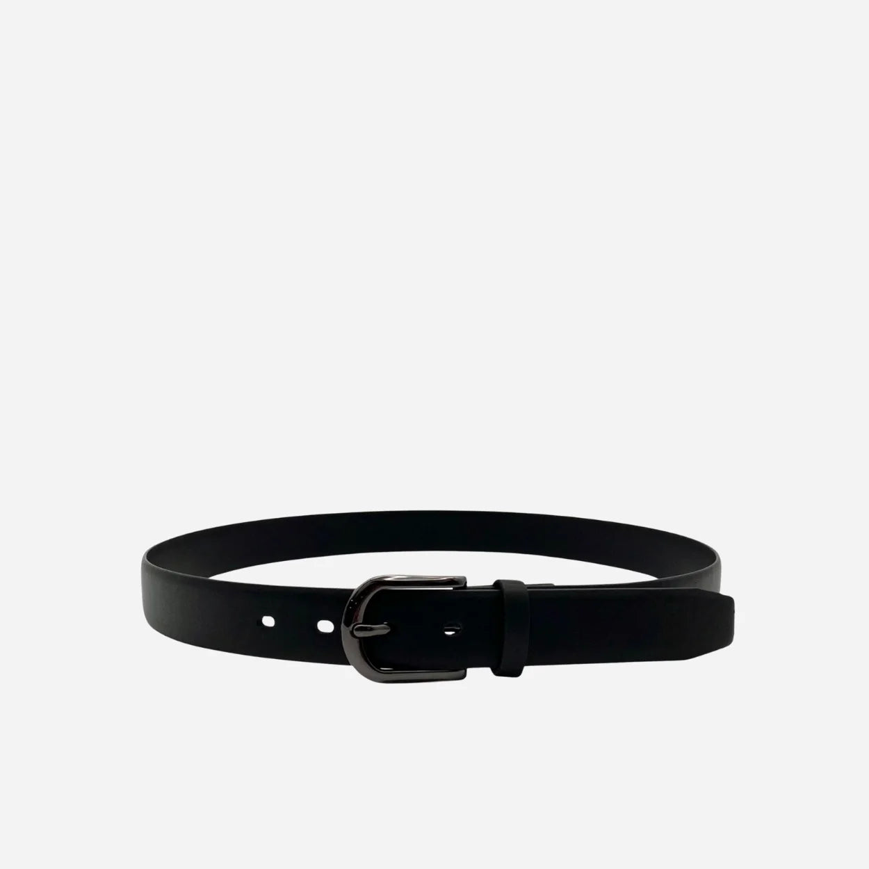 AIDEN - Men's Black Genuine Leather Belt with Black Polished Pin Buckle