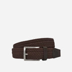ALEC - Mens Woven Brown Elastic Stretch Belt with Silver Buckle - BeltNBags