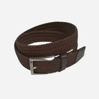 ALEC - Mens Woven Brown Elastic Stretch Belt with Silver Buckle - BeltNBags