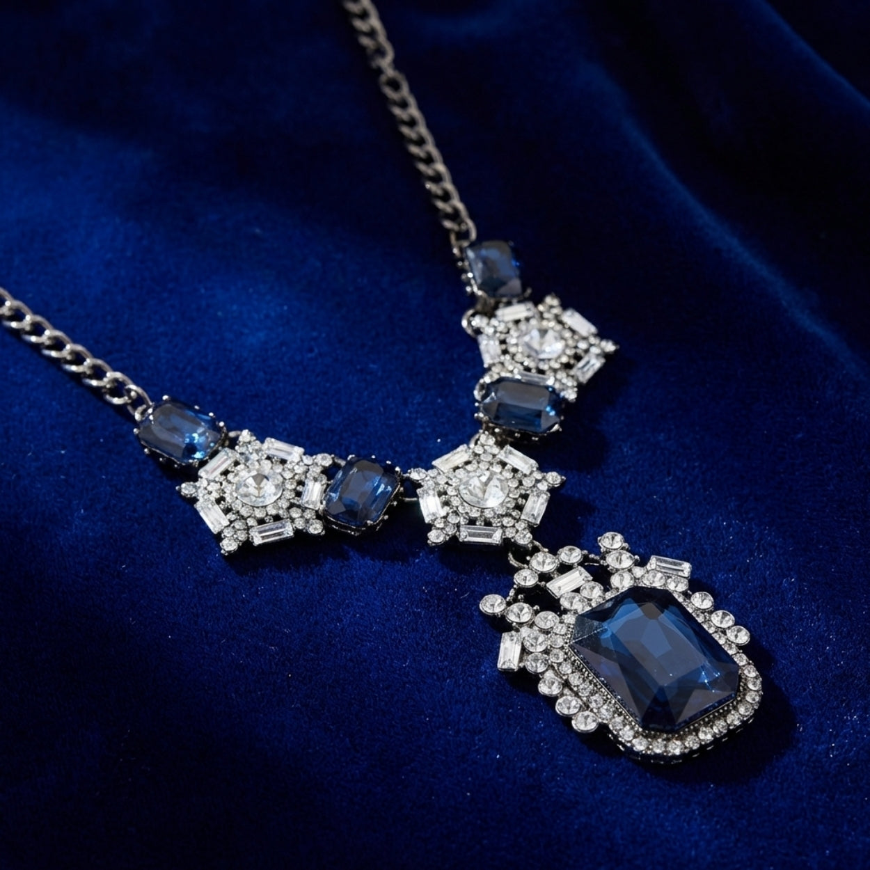 ASTRA Sapphire Drop Statement Necklace For Women