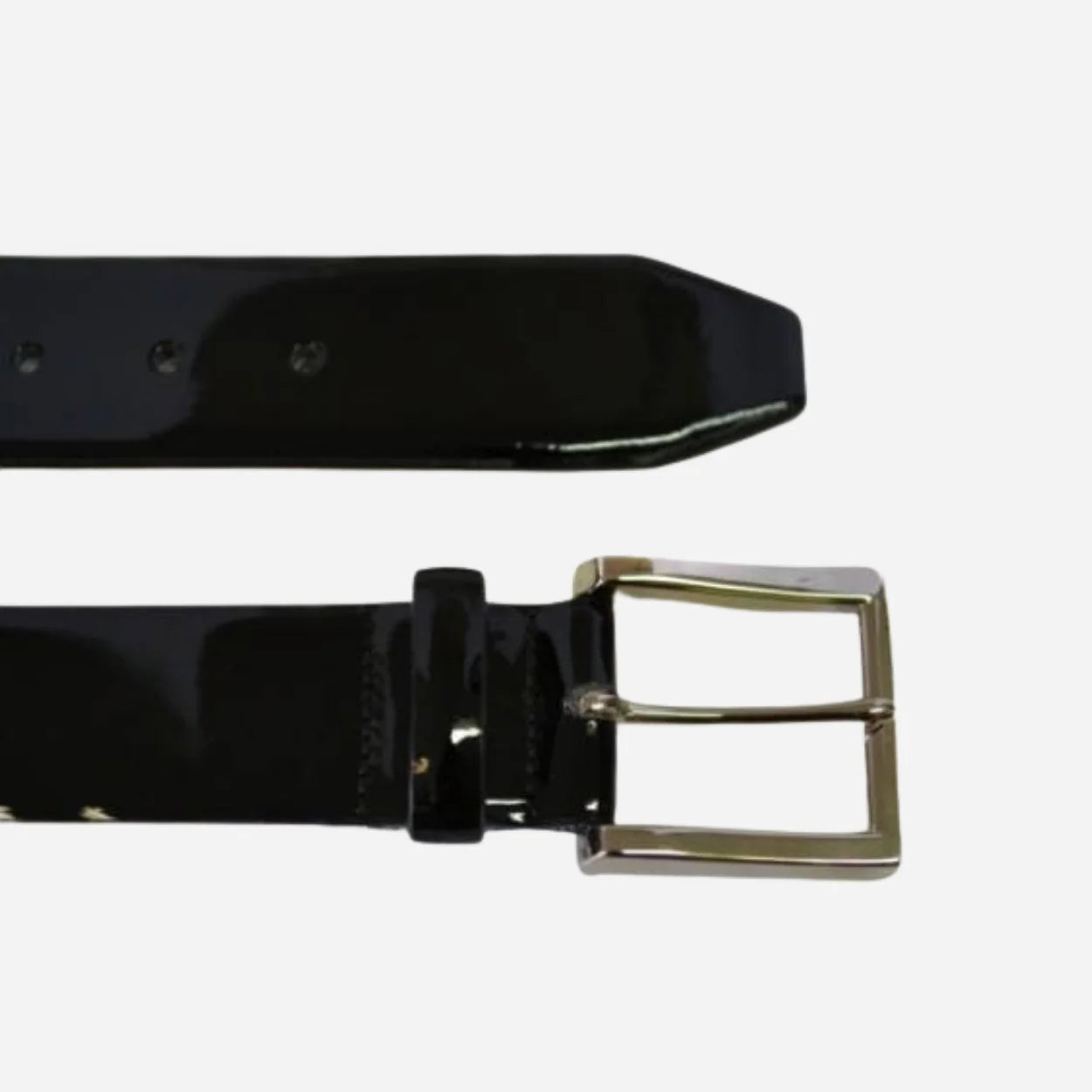 GRACE - Womens Black Patent Finish Leather Belt with Silver Buckle - BeltNBags