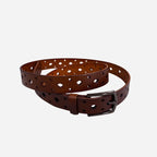 BARGARA - Women's Dark Brown Genuine Leather Belt with Gunmetal Buckle