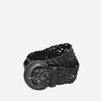 BELINDA - Womens Black Genuine Leather Plaited Belt - BeltNBags