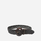 BELINDA - Womens Chocolate Leather Plaited Belt - BeltNBags
