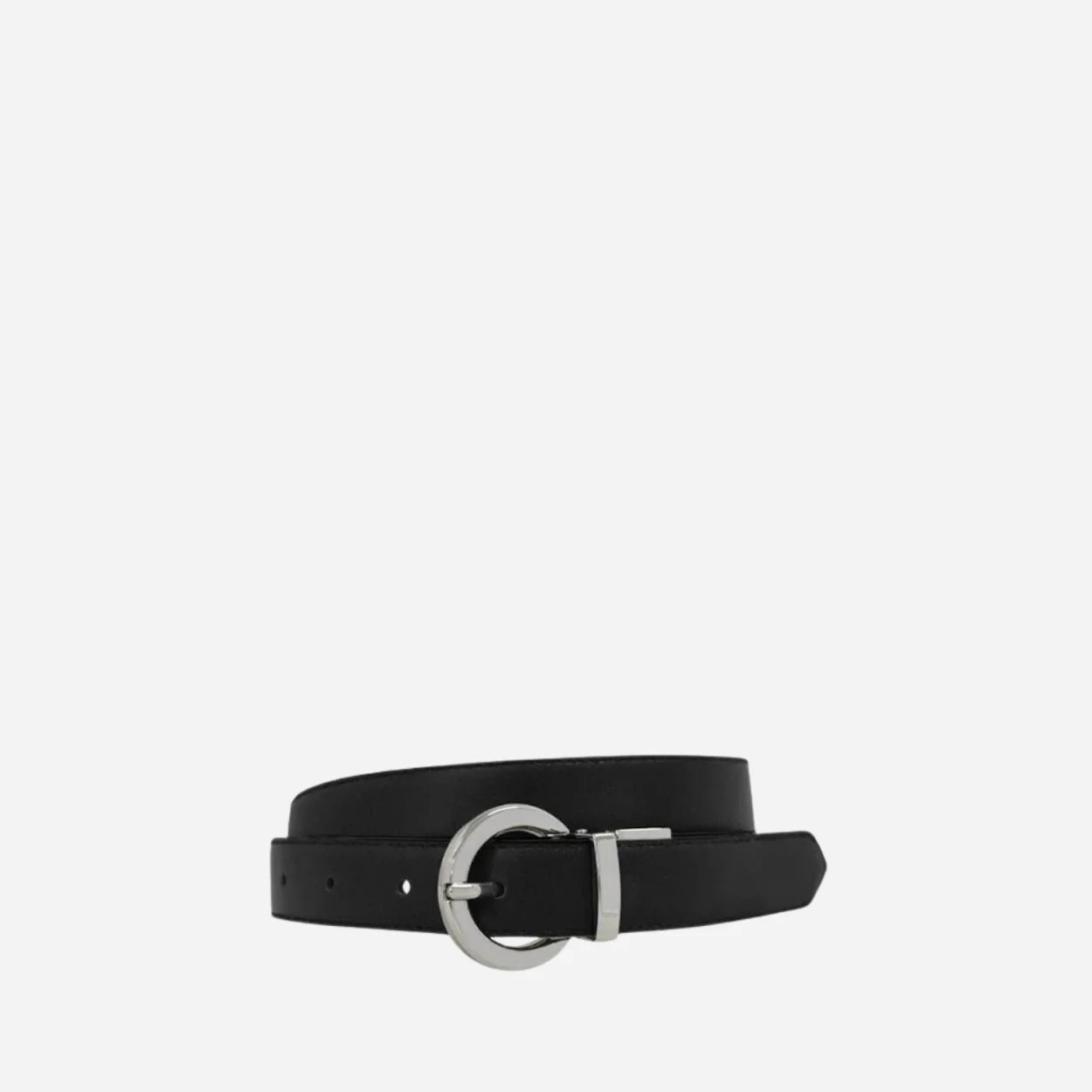 BELLA - Women Tan and Black Reversible Leather Belt with Round Buckle