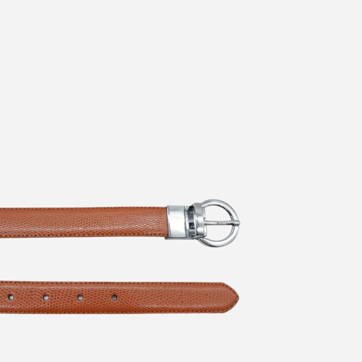 BELLA - Women Tan and Black Reversible Leather Belt with Round Buckle