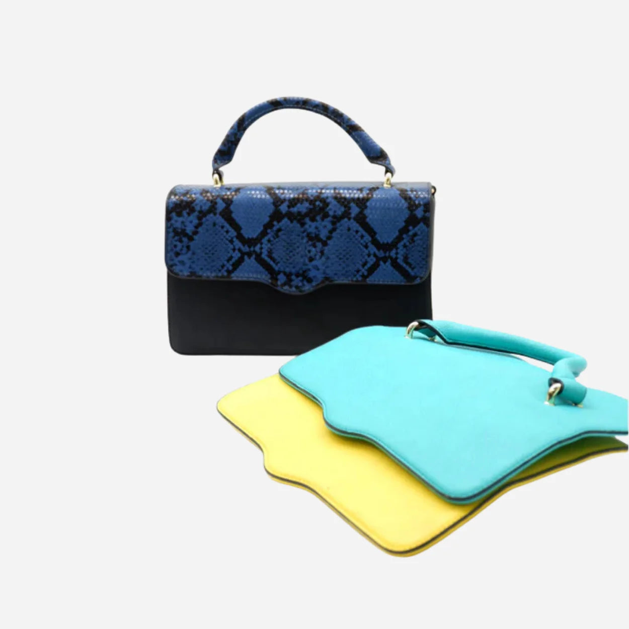BILLIE  - Snakeskin Faux Leather Crossbody with Interchangeable Lids