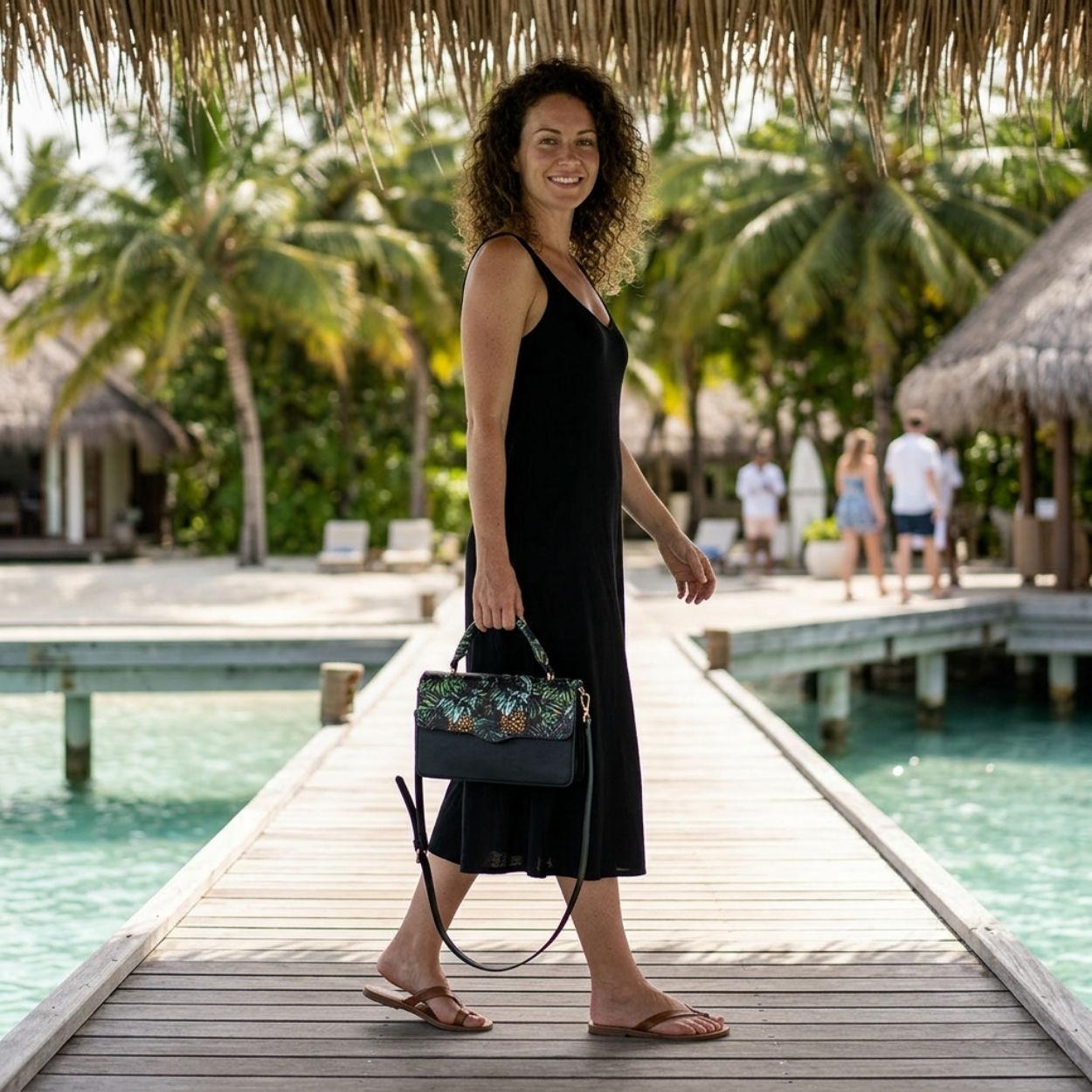 BILLIE  - Tropical Faux Leather Crossbody with Interchangeable Lids