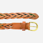 BRETT - Mens Tan Plaited Genuine Leather belt - BeltNBags