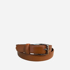 BRIDGET - Women's Tan Genuine Leather Belt with Silver Pin Buckle