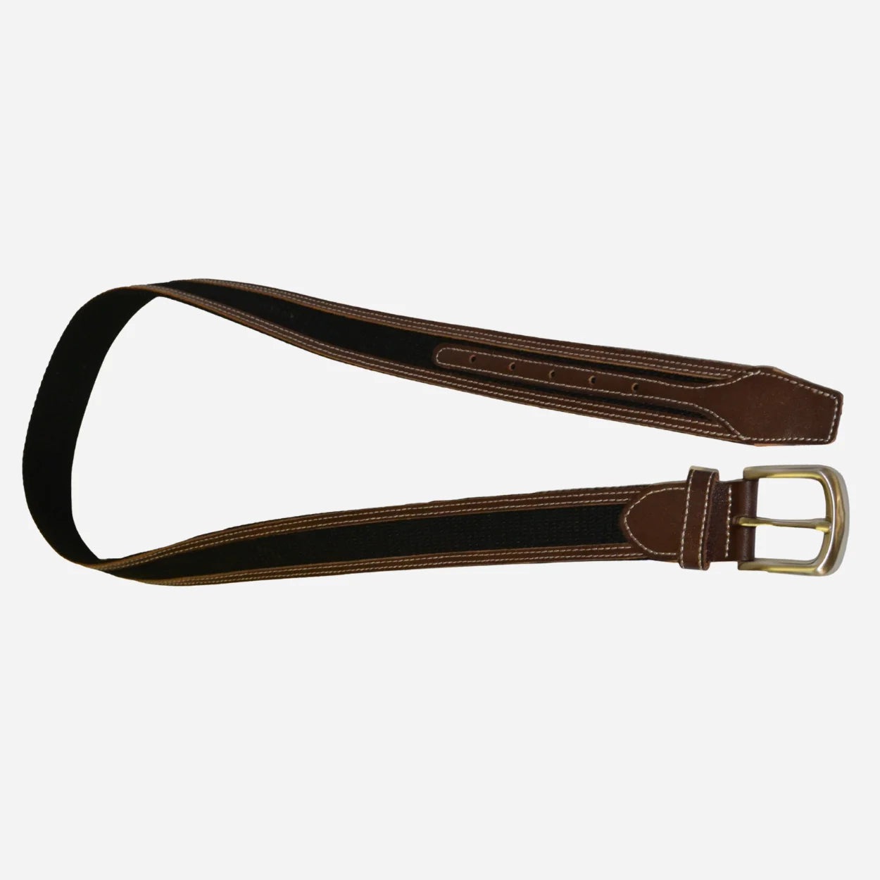 BYRON - Cotton Canvas Men's Black and Brown Leather Belt